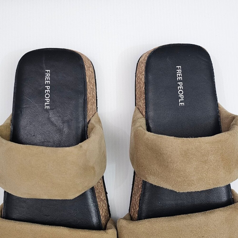 Free People Fairmount Sandal Womens 10 Taupe Tan Suede Cork Platform Slide NEW - Picture 7 of 13